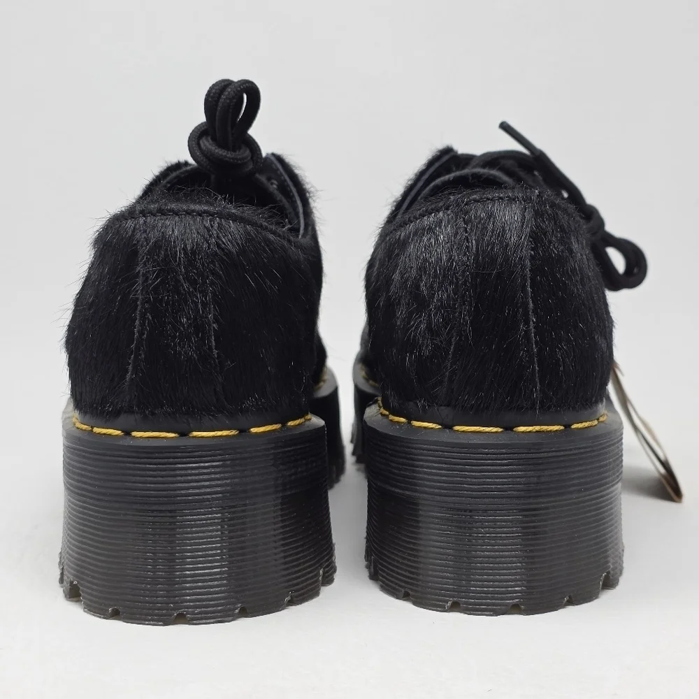 Dr. Martens 1461 Quad Women's Size 6 Oxford Platform Shoes Laceup Black Hair New